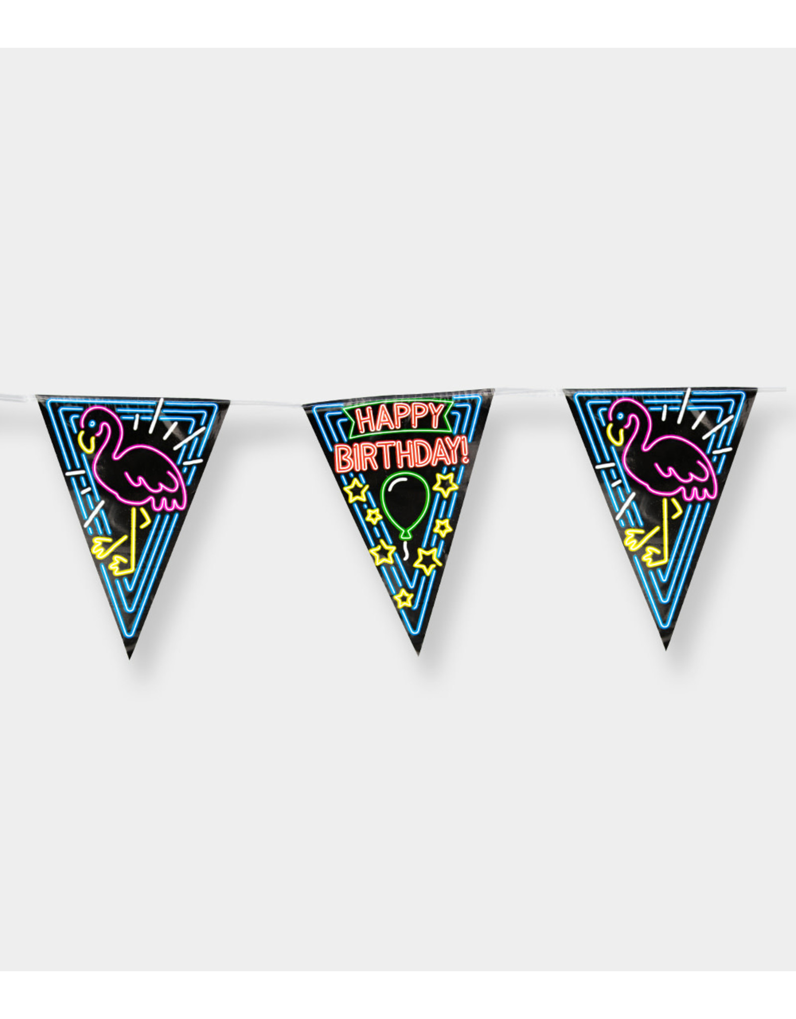 Neon Party Vlaggenlijn - Happy Birthday