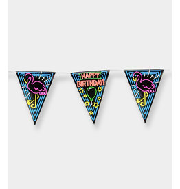 Neon Party Vlaggenlijn - Happy Birthday