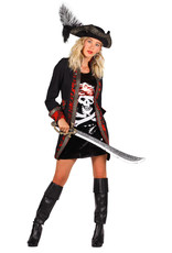 Themakostuum Dame Piraat, Rood-Zwart