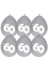 Haza Ballonnen Diamant 60 jaar (30 cm, 6 stuks)