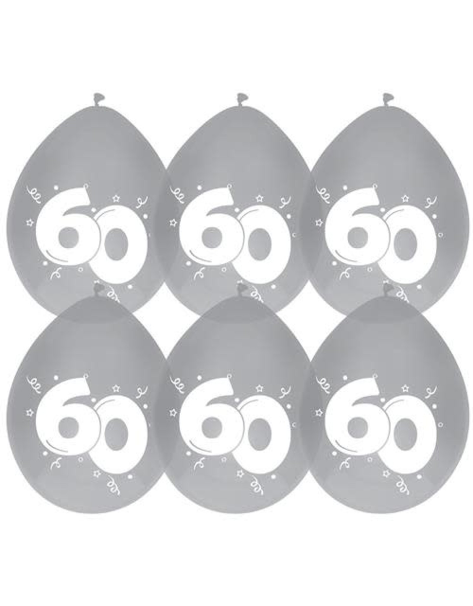 Haza Ballonnen Diamant 60 jaar (30 cm, 6 stuks)