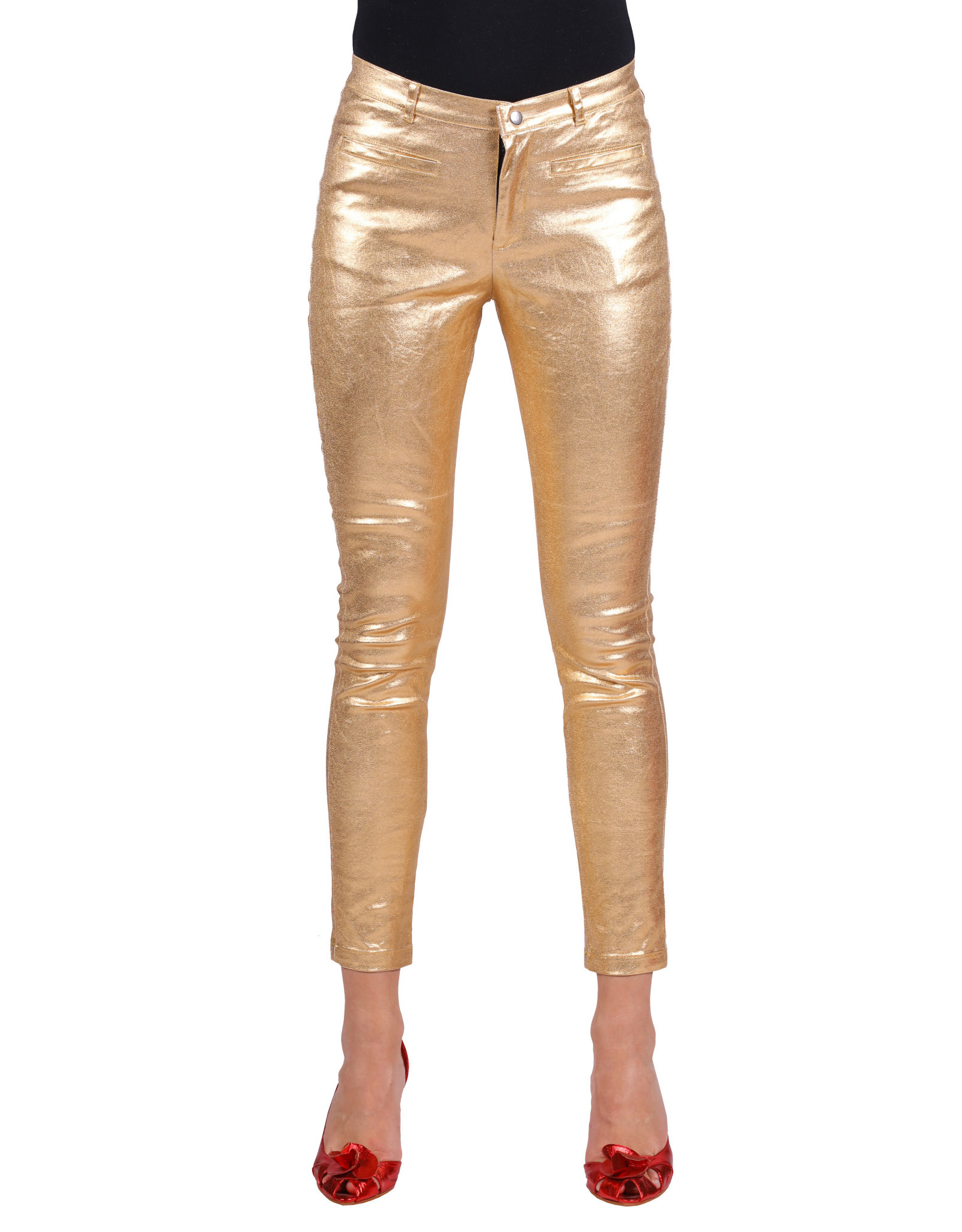 Stretchbroek Metallic, Goud