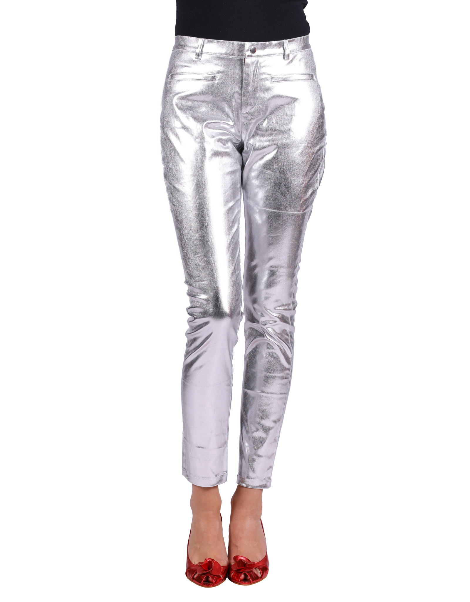 Stretchbroek Metallic, Zilver