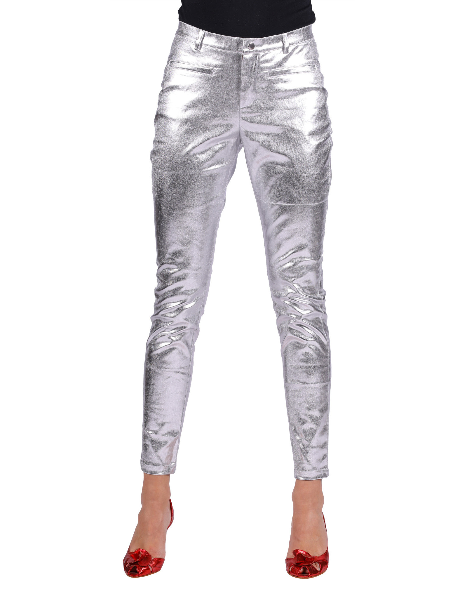 Stretchbroek Metallic, Zilver