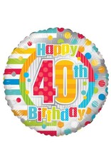 Folie Ballon Happy 40th Birthday (45 cm)