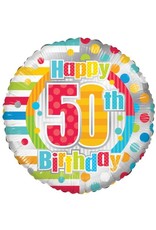 Folie Ballon Happy 50th Birthday  (45 cm)