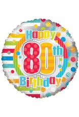 Folie Ballon Happy 80th Birthday (45 cm)