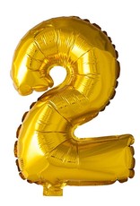 Folie ballon Cijfer 2 Goud (40 cm)