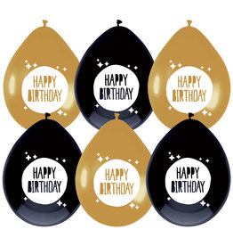 Ballonnen Festive Gold Happy Birthday (6 stuks)