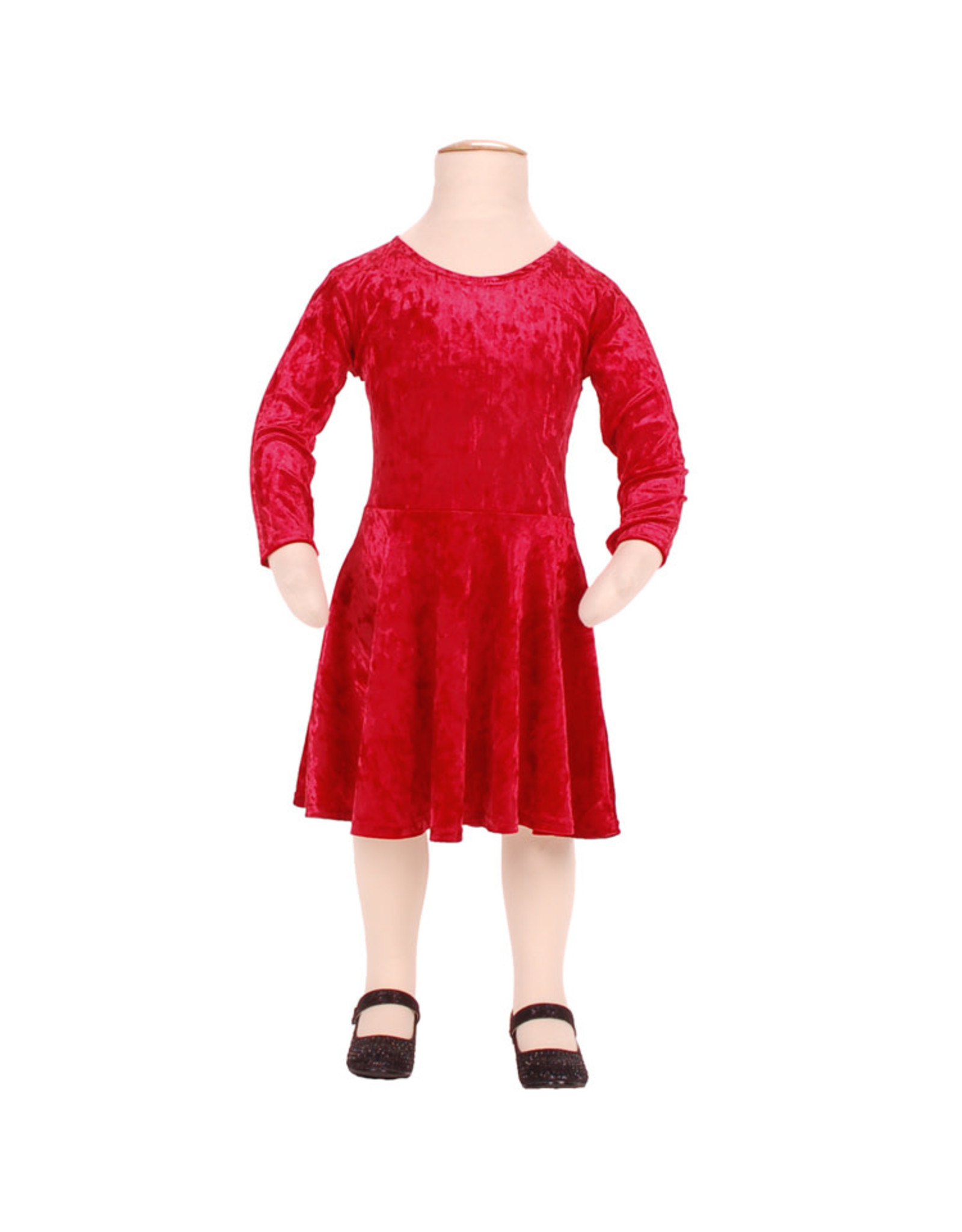 Meisjesjurkje Rood Velours met Lange Mouw