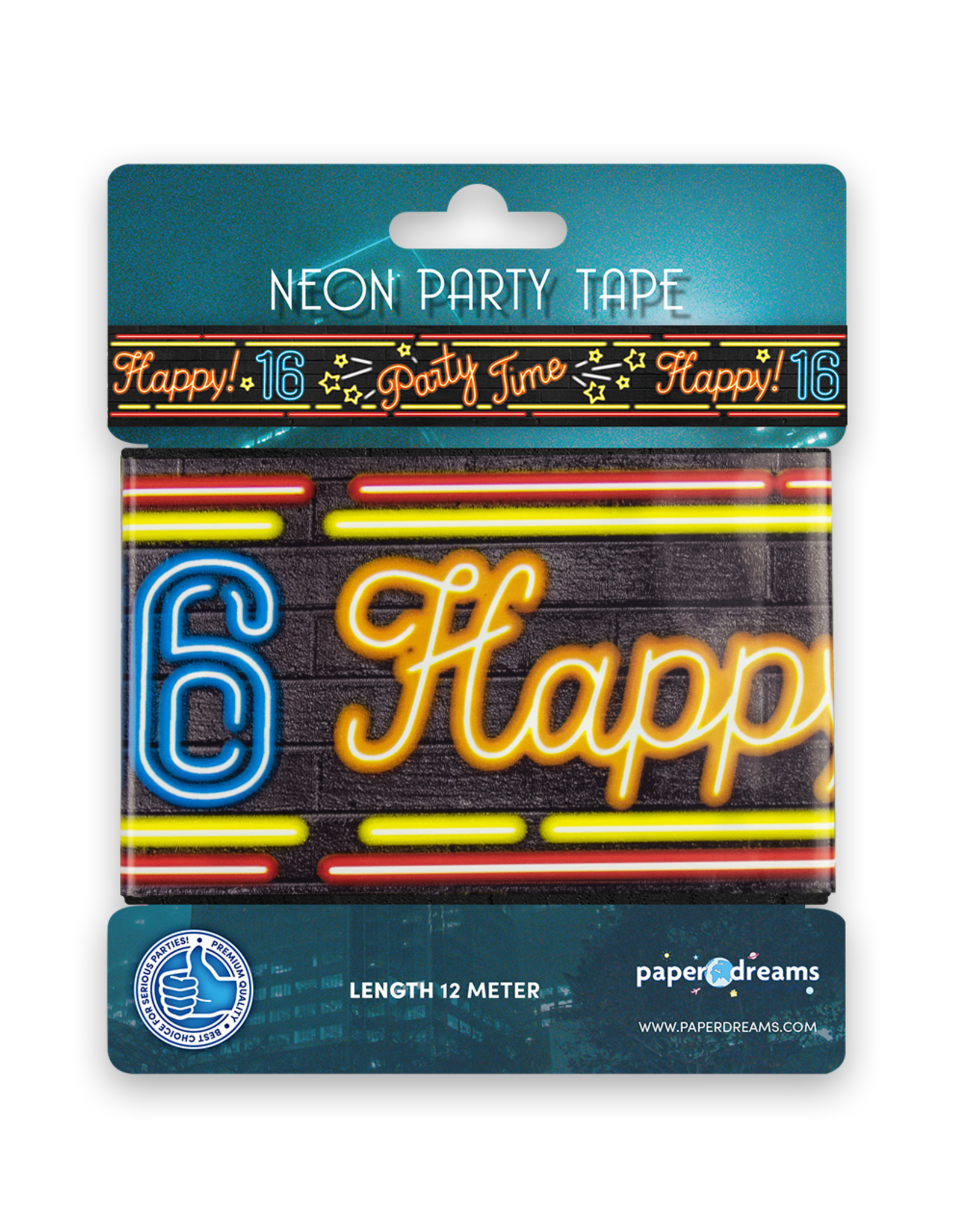 Neon Party Tape – 16 Jaar