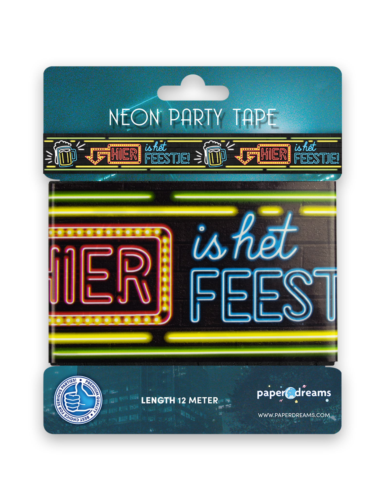 Neon Party Tape - Hier is het Feestje