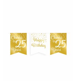 Party Vlag Banner Goud/Wit - 25