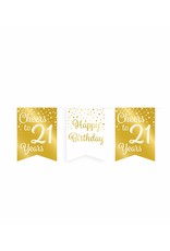 Party Vlag Banner Goud/Wit - 21
