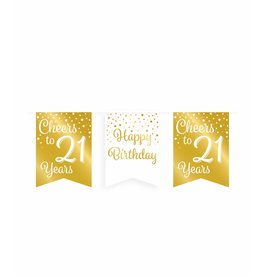Party Vlag Banner Goud/Wit - 21