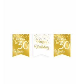 Party Vlag Banner Goud/Wit - 30