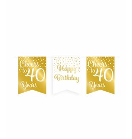 Party Vlag Banner Goud/Wit - 40