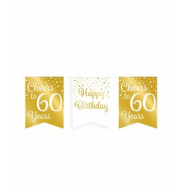 Party Vlag Banner Goud/Wit - 60