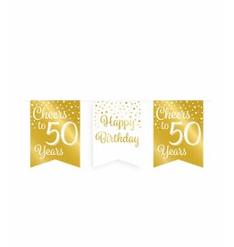 Party Vlag Banner Goud/Wit - 50