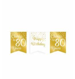 Party Vlag Banner Goud/Wit - 80