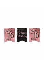 Party Vlag Banner Roze/Zwart - 16