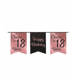 Party Vlag Banner Roze/Zwart - 18