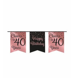 Party Vlag Banner Roze/Zwart - 40