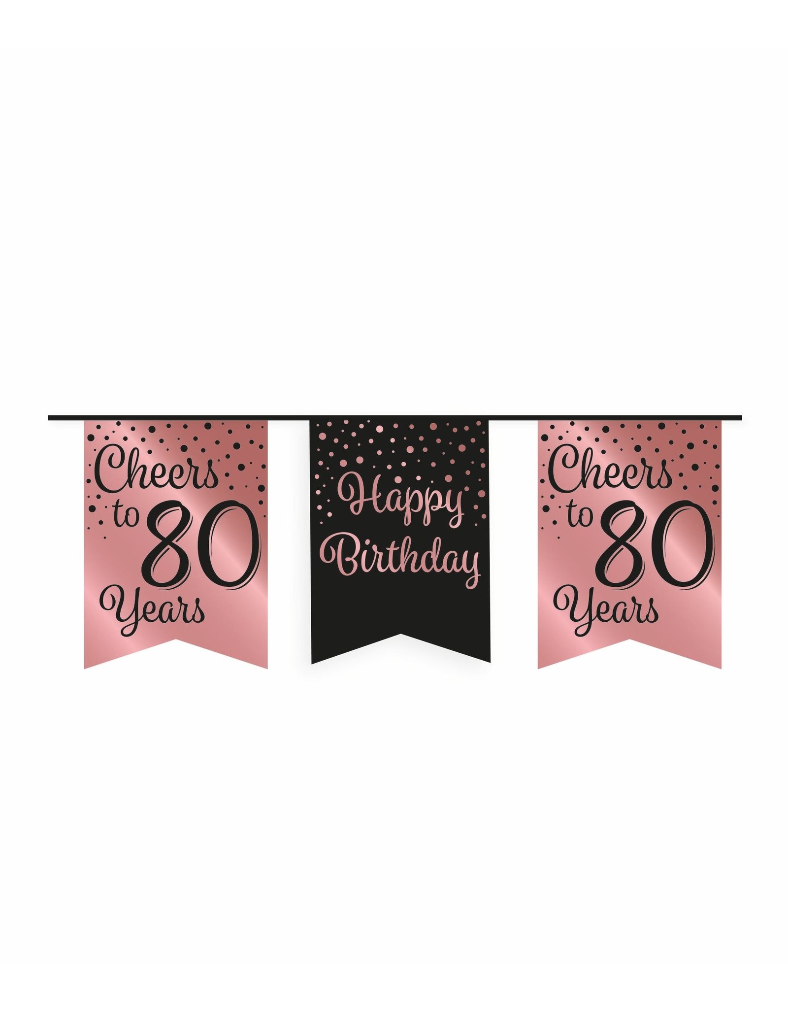 Party Vlag Banner Roze/Zwart - 80