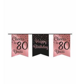 Party Vlag Banner Roze/Zwart - 80