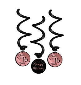 Hangdecoratie Swirl Roze/Zwart – 16