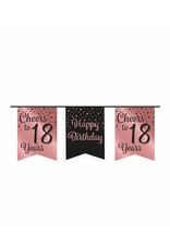 Party Vlag Banner Roze/Zwart - 18