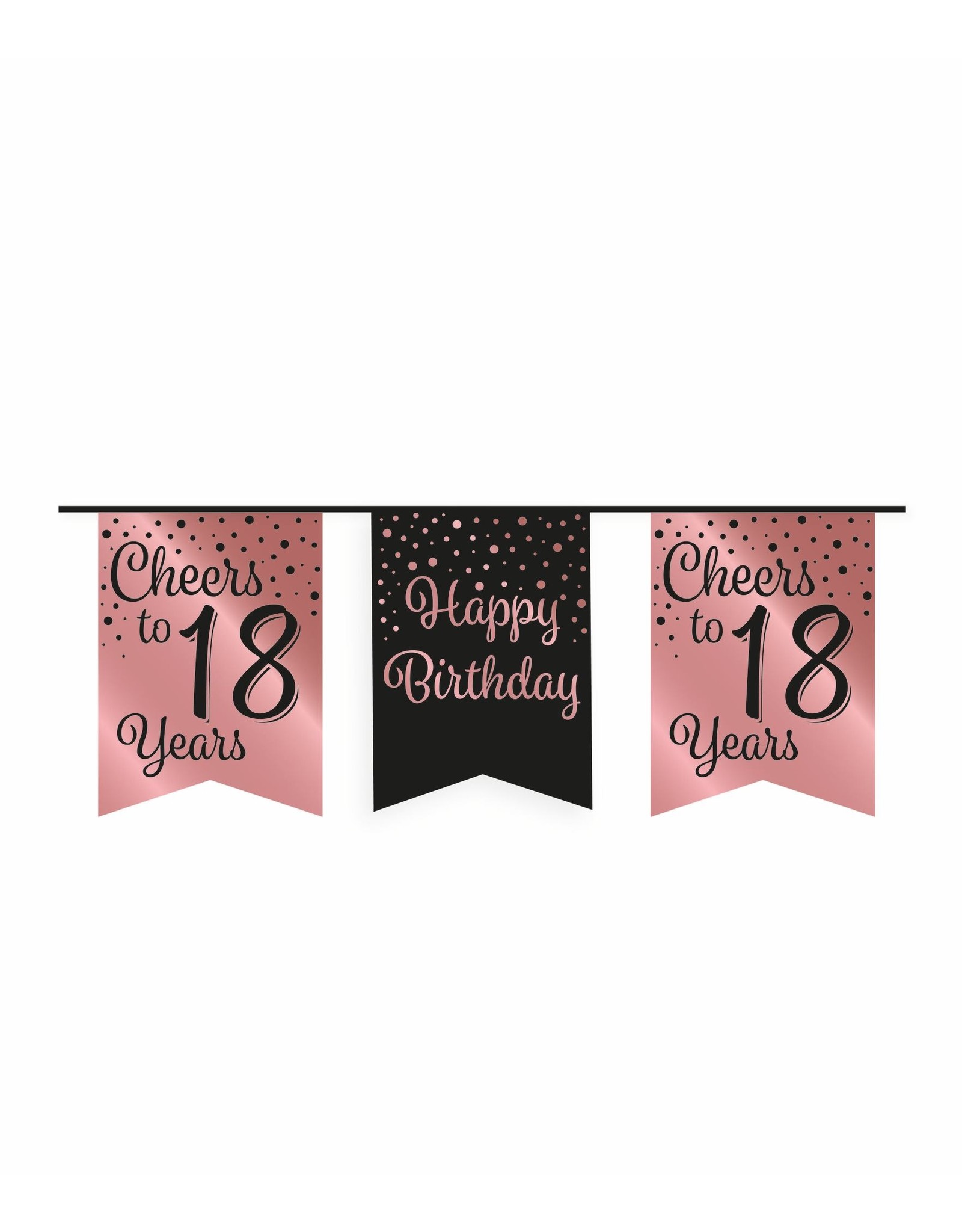 Party Vlag Banner Roze/Zwart - 18