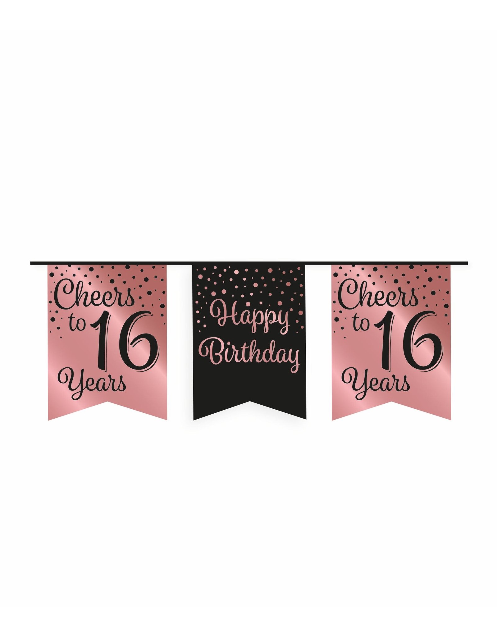 Party Vlag Banner Roze/Zwart - 16