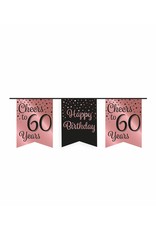 Party Vlag Banner Roze/Zwart - 60