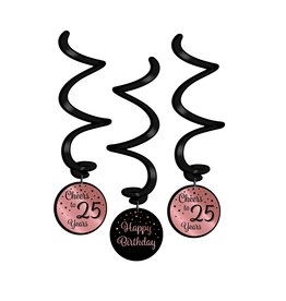 Hangdecoratie Swirl Roze/Zwart - 25