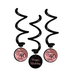 Hangdecoratie Swirl Roze/Zwart - 40