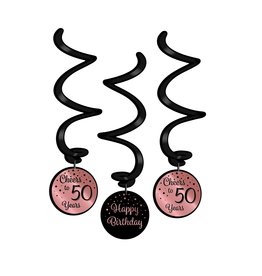 Hangdecoratie Swirl Roze/Zwart - 50