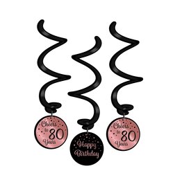 Hangdecoratie Swirl Roze/Zwart - 80