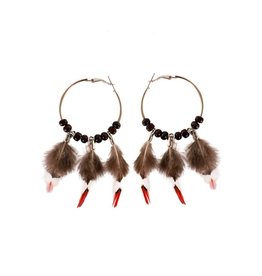 Oorbellen Kralen met 3 Veertjes