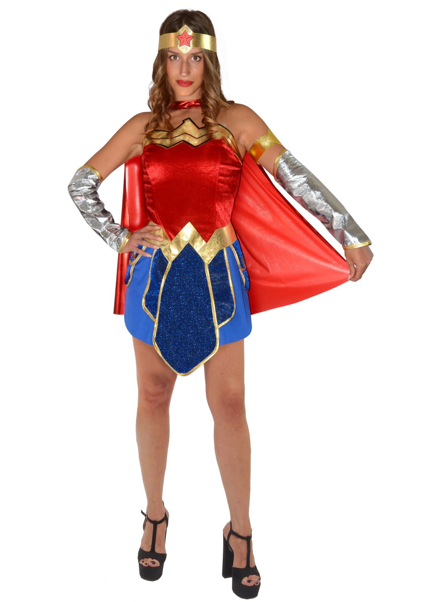 Wonder Woman Kostuum voor Dames - De verkleedzolder, voor al feestartikelen, accessoires, verhuur verkoop van kleding, feestkleding en kostuums voor uw themafeest of