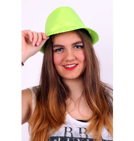 Deukhoedje Fluor Groen met Pailleten, One Size