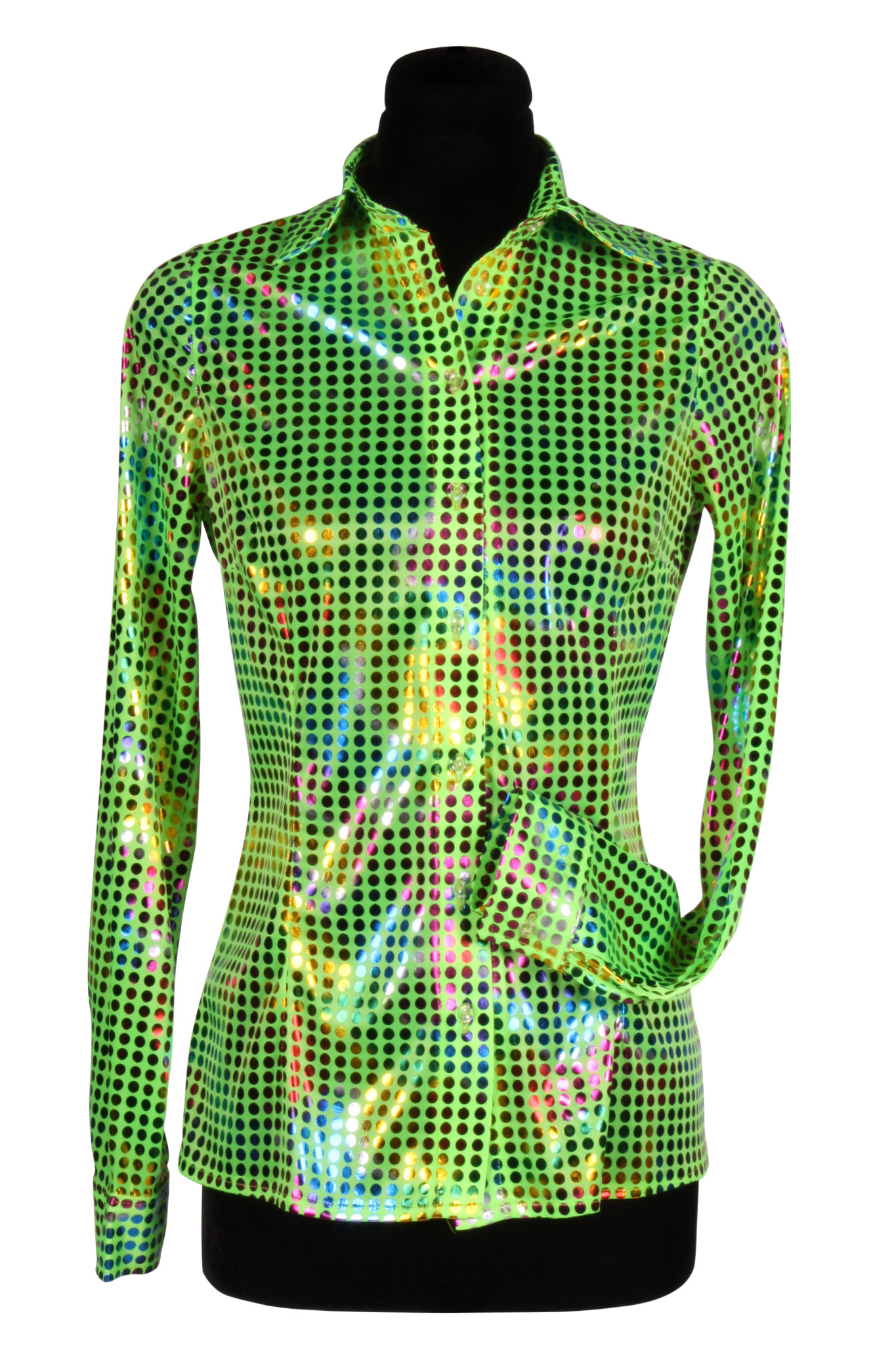 Disco Shirt Dame, Groen De verkleedzolder, voor al uw feestartikelen, accessoires, verhuur en