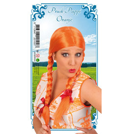 Pruik Oranje met Vlechten
