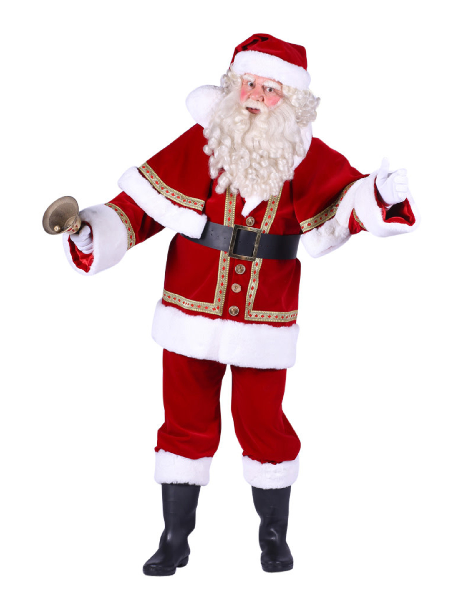 Kerstman Fluweel Deluxe met Cape, Rood