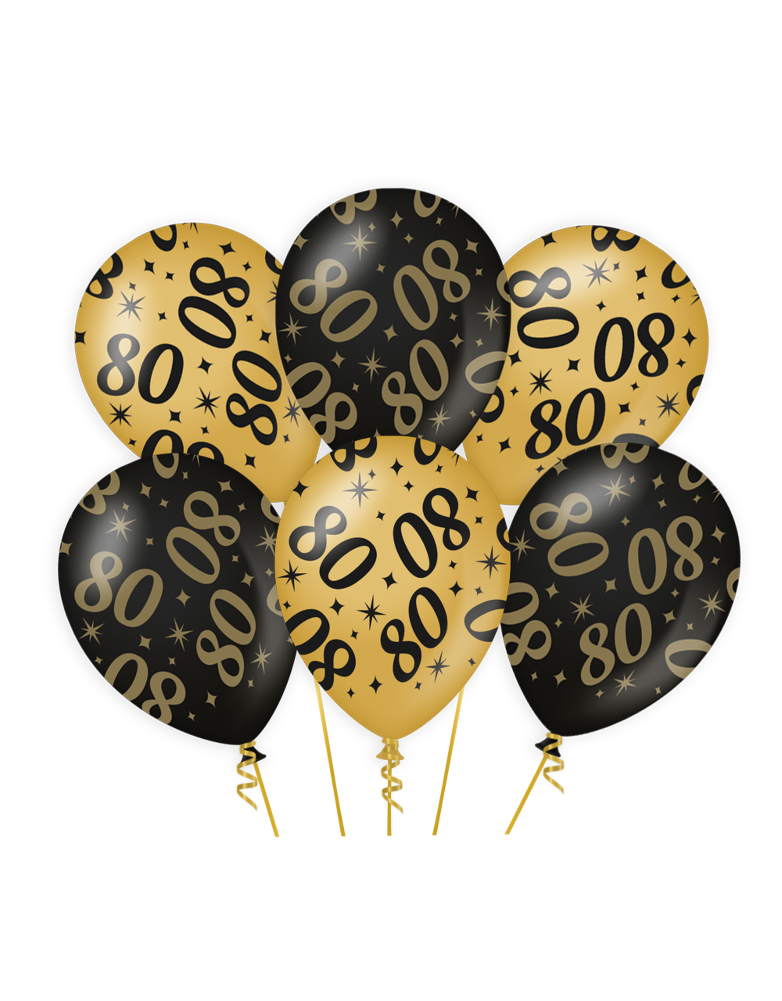 Classy Party Ballonnen – Cijfer 80 (6 Stuks, 30cm)