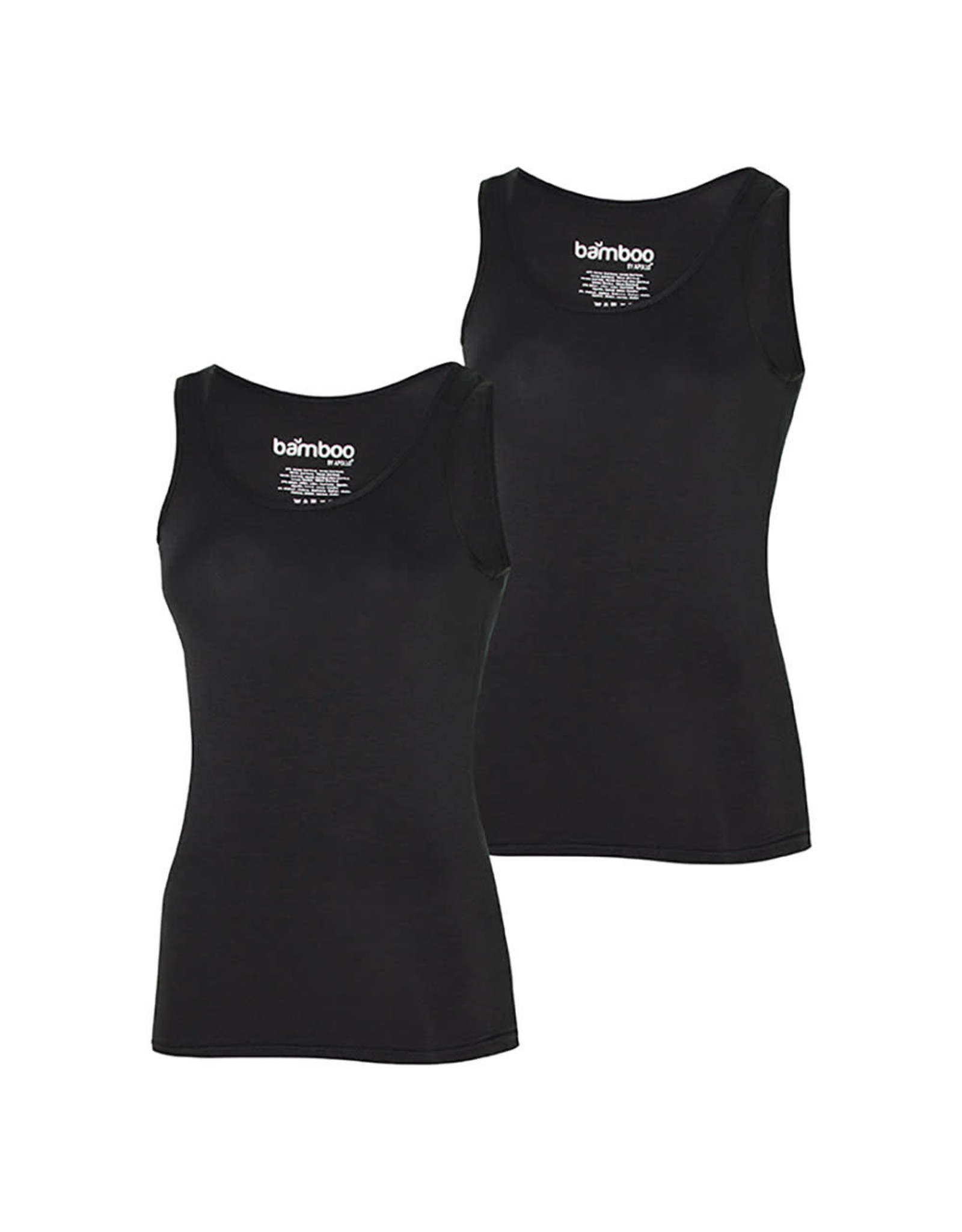 Basic Bamboe Singlet voor Dames, Zwart (2 Stuks)