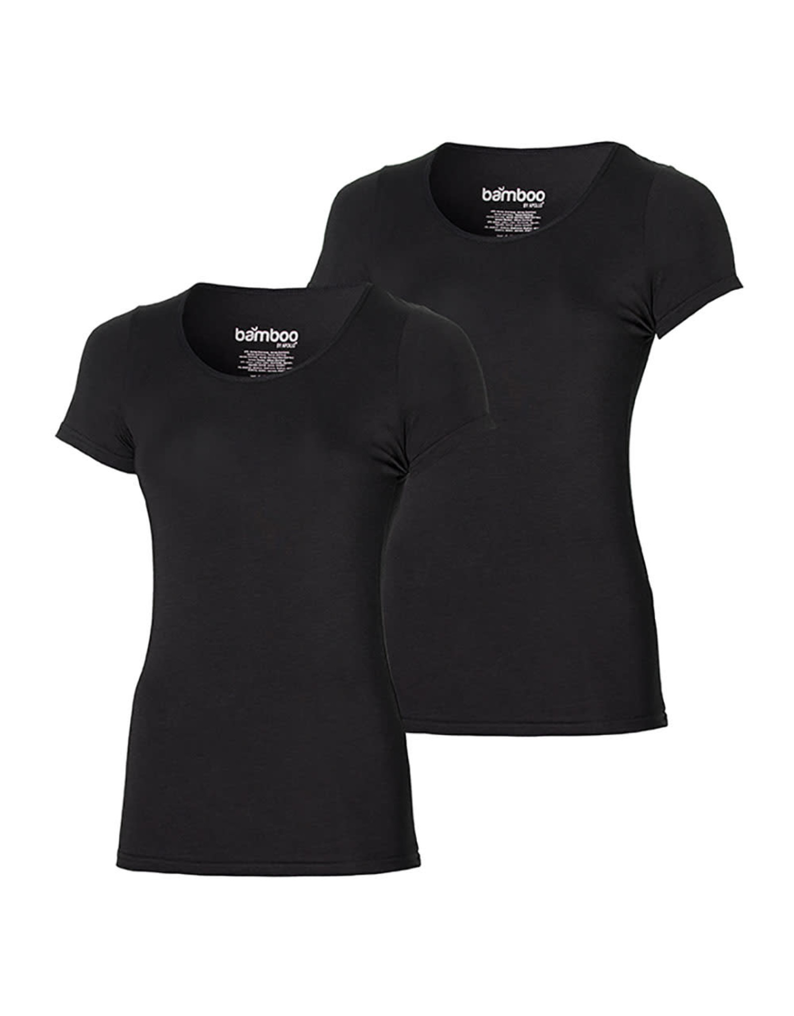 Basic Bamboe T-Shirt voor Dames, Zwart (2 Stuks)