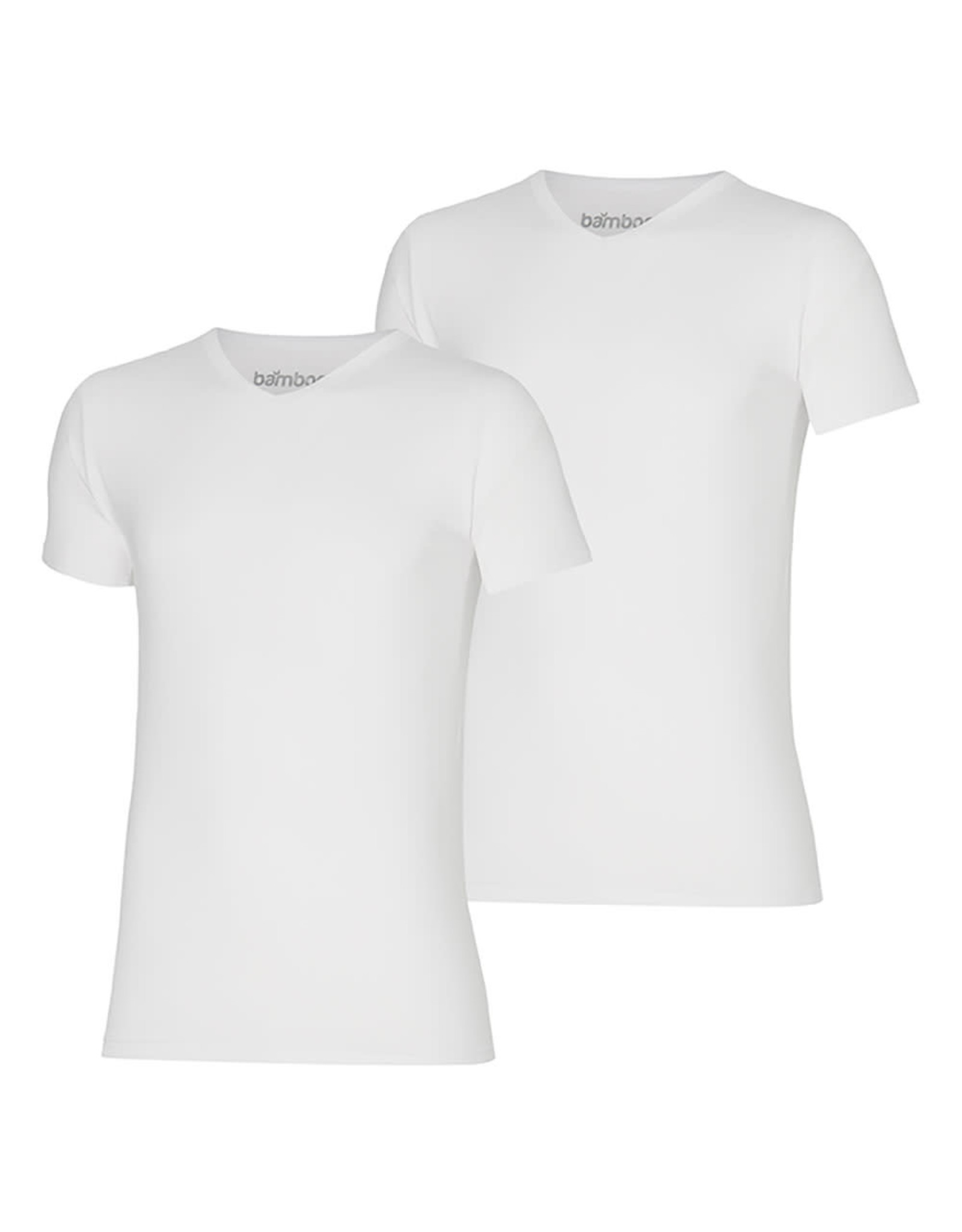 Apollo Basic Bamboe T-Shirt met V-Hals voor Heren, Wit ( 2 Stuks)