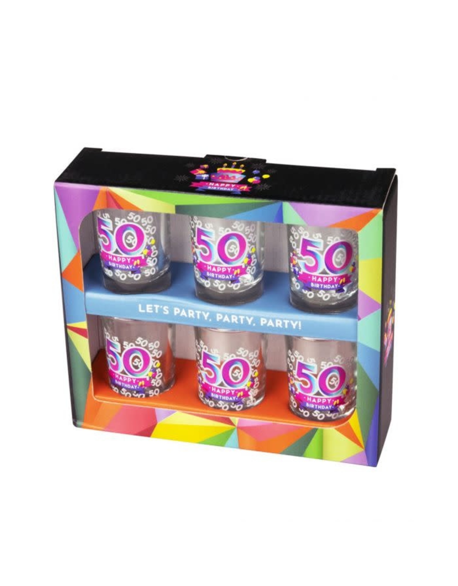 Paperdreams 6 Happy Shot Glasses 50 jaar- 6 Borrelglaasjes 50 jaar