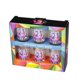 Paperdreams 6 Happy Shot Glasses 21 jaar - 6 Borrelglaasjes 21 jaar